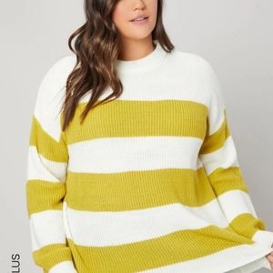 Stripe Pattern Drop Shoulder Sweater